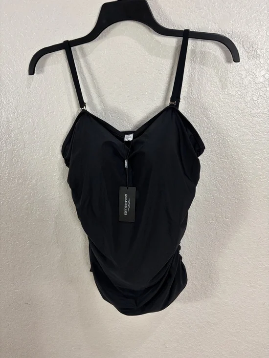 Ocean Blues Black Ruched One-Piece Swimsuit,Size 2XL. - Picture 8 of 13